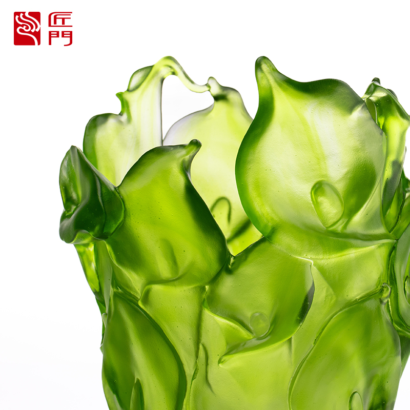 مزهرية زجاجية مصبوبة بالشمع لغرفة المعيشة، ترتيبات الزهور، زجاج كريستالي، حامل زهور فني محفوظ، طاولة طعام منزلية، زخرفة زخرفية، مزهرية زنبق الكالا