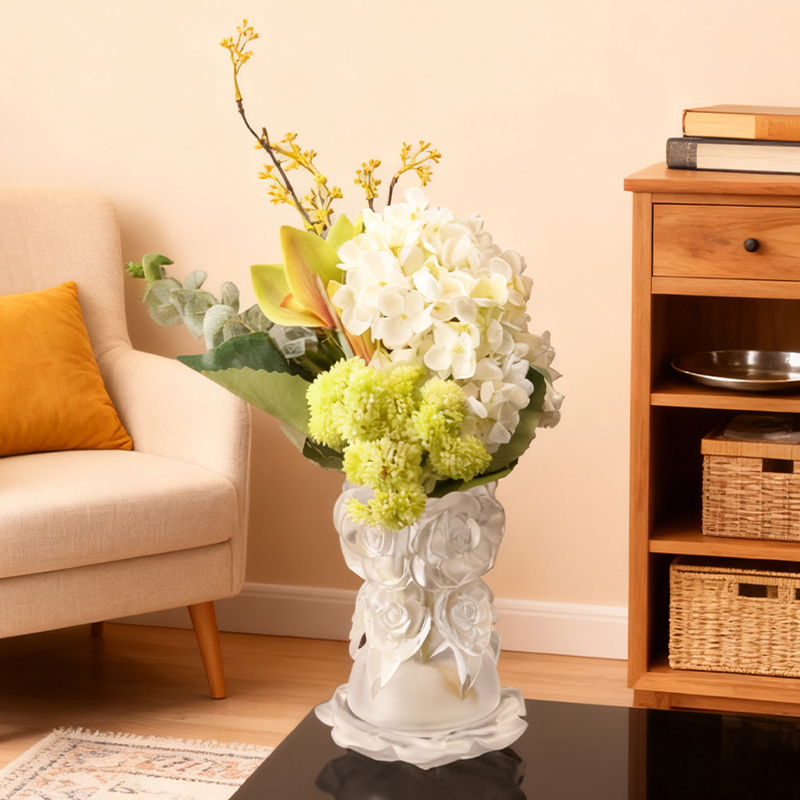 عملية صب الشمع المفقود زجاج ديكور المنزل مزهرية زجاج كريستال “مزهرية ورد”