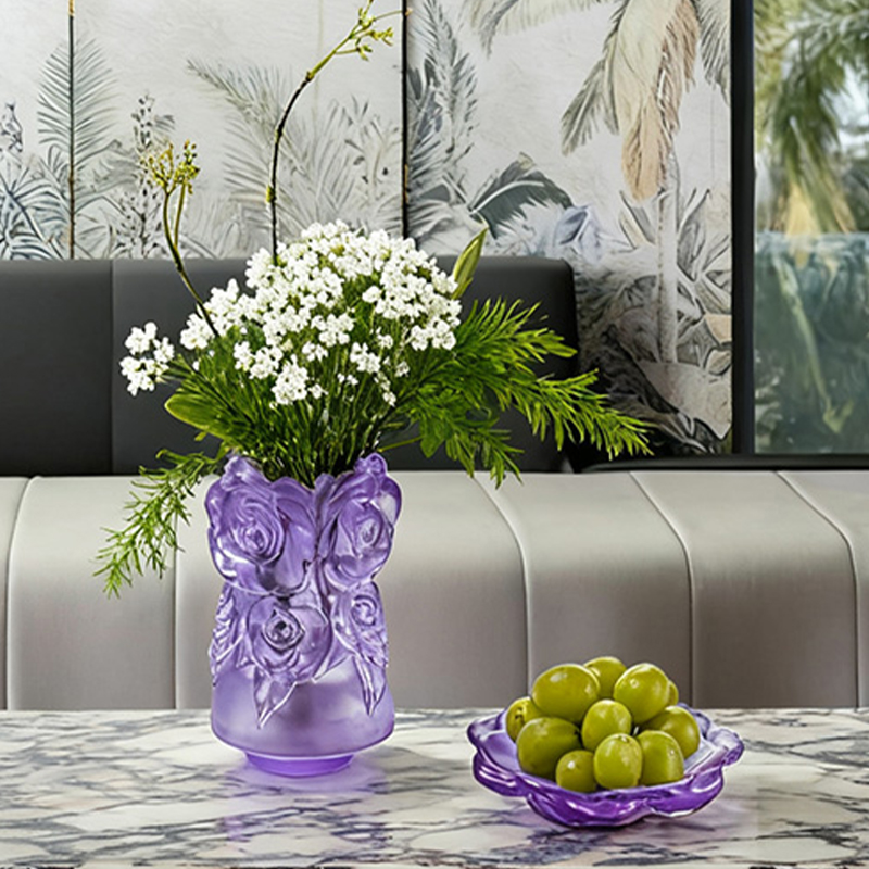 عملية صب الشمع المفقود زجاج ديكور المنزل مزهرية زجاج كريستال “مزهرية ورد”