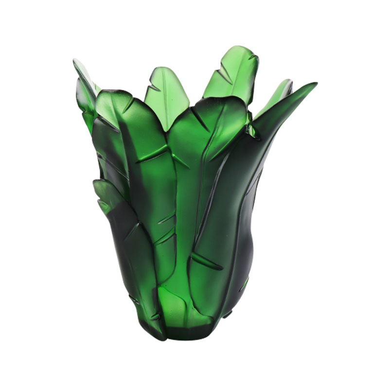 ديكور المنزل مزهرية زجاجية من ورق الموز الأخضر