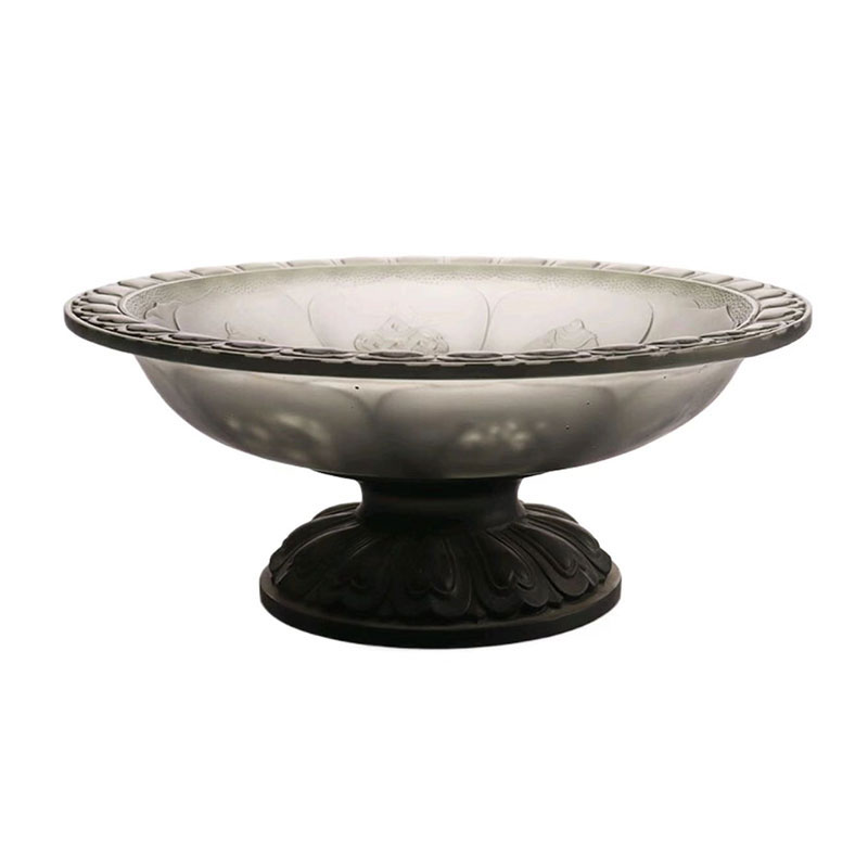 وعاء فاكهة زجاجي باللون الرمادي