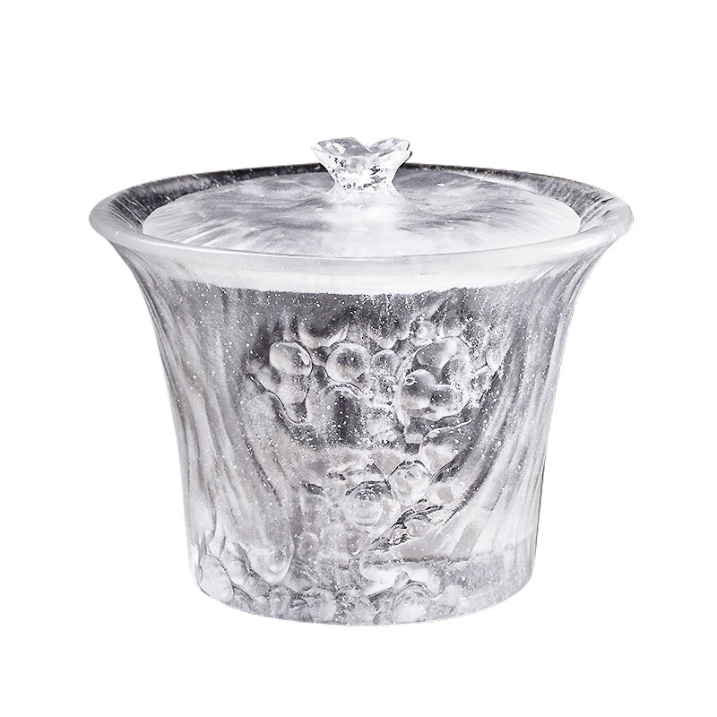 طقم فناجين شاي شفافة مع أغطية