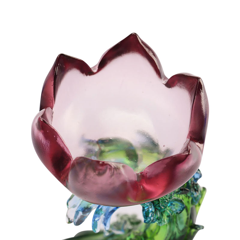 شمعدان زجاجي كريستالي على شكل زهرة اللوتس