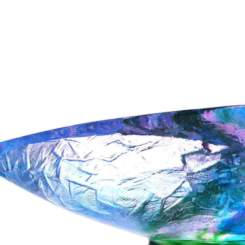 وعاء فاكهة زجاجي كريستالي مزين بطيور