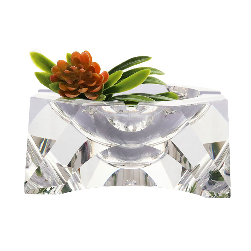 تصميم هندسي بسيط منفضة سجائر كريستال زجاجية شفافة