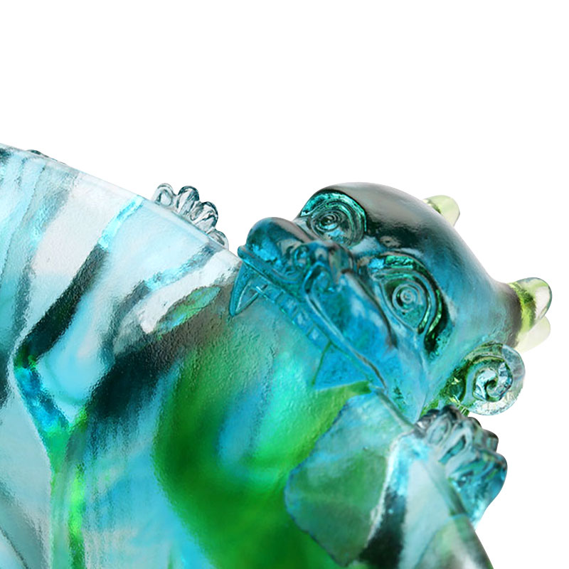 طبق فاكهة زجاجي أخضر شفاف