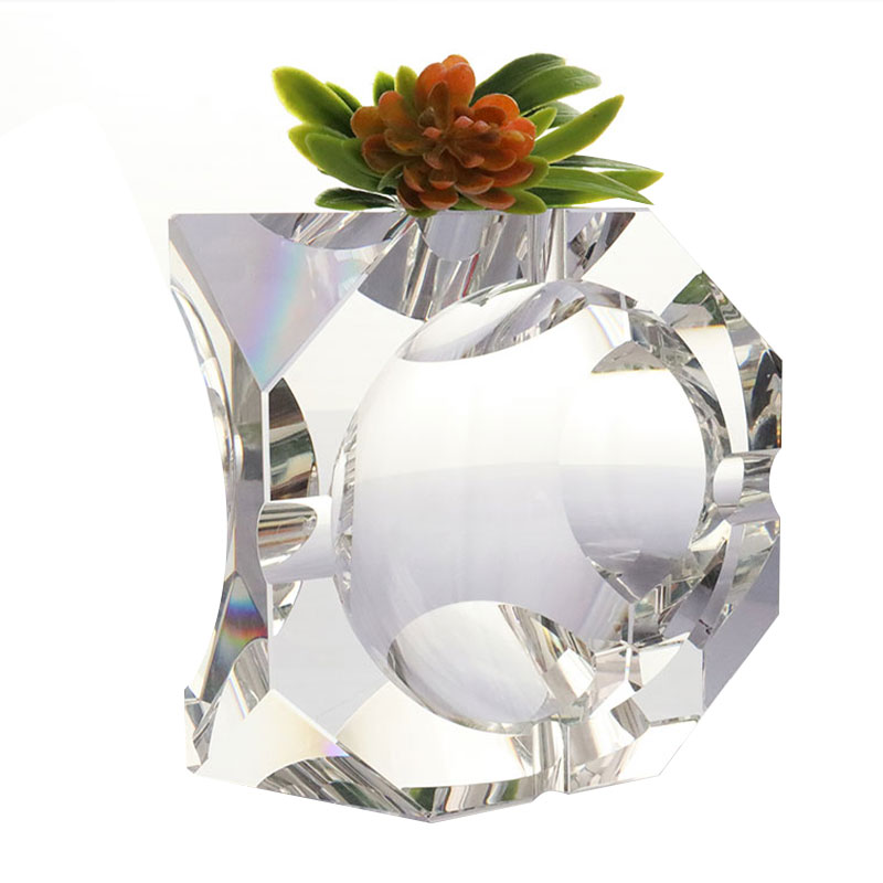 تصميم هندسي بسيط منفضة سجائر كريستال زجاجية شفافة