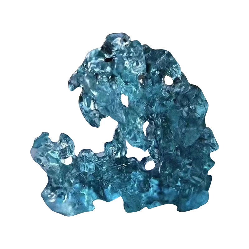 زخارف زجاجية زرقاء اللون على شكل صخرة