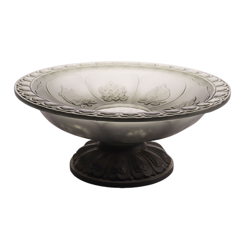 وعاء فاكهة زجاجي باللون الرمادي