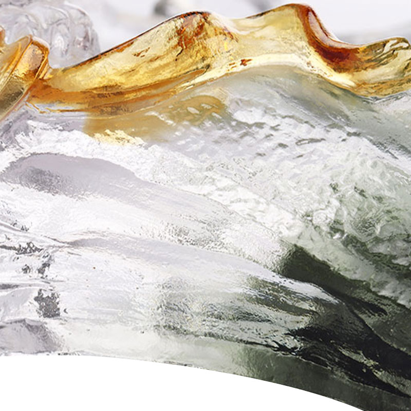 صينية فواكه بيضاوية من الزجاج المزخرف