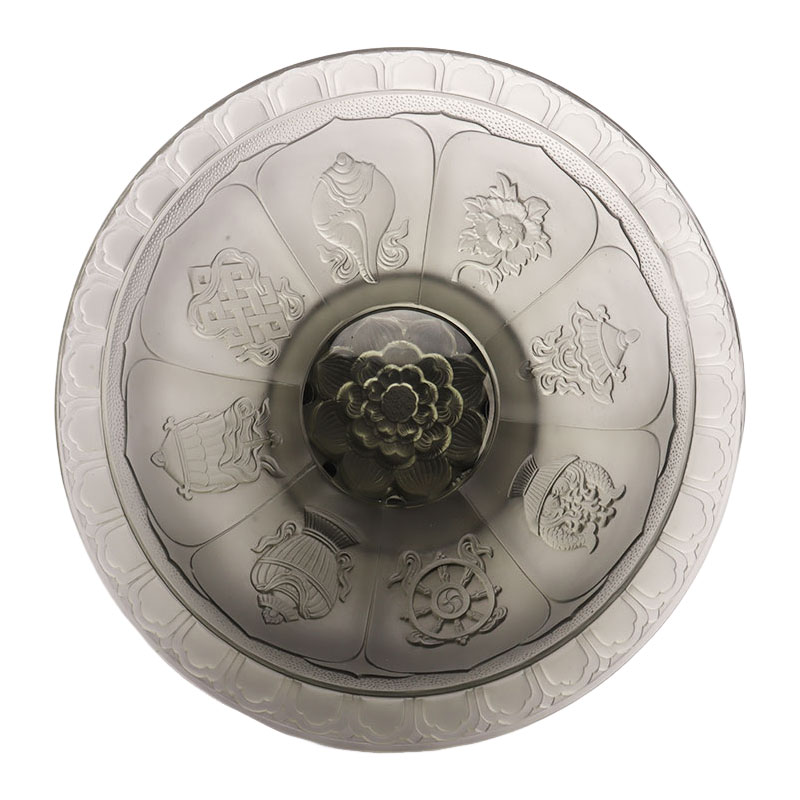 وعاء فاكهة زجاجي باللون الرمادي