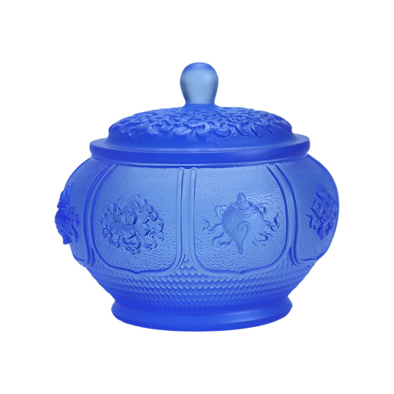 مجموعة ثمانية كنوز لوتس من سلسلة عروض الزجاج الكريستالي للمذبح البوذي