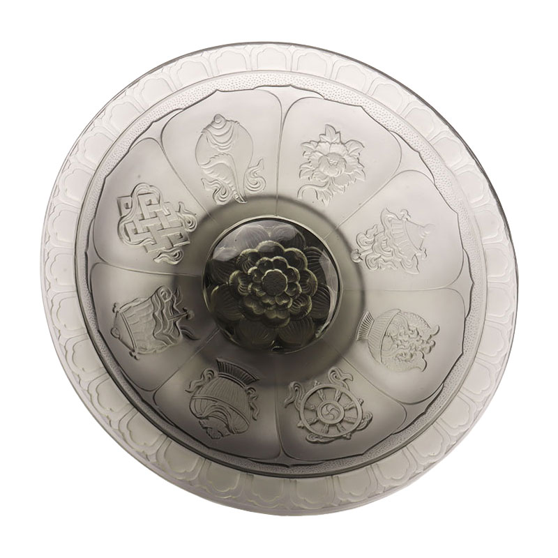 وعاء فاكهة زجاجي باللون الرمادي