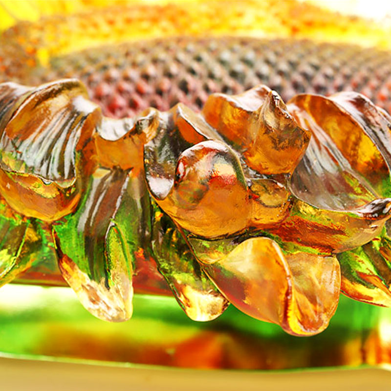 علبة فواكه زجاجية ملونة على شكل عباد الشمس