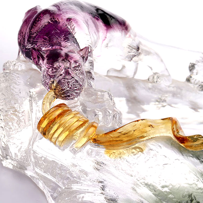 صينية فواكه بيضاوية من الزجاج المزخرف