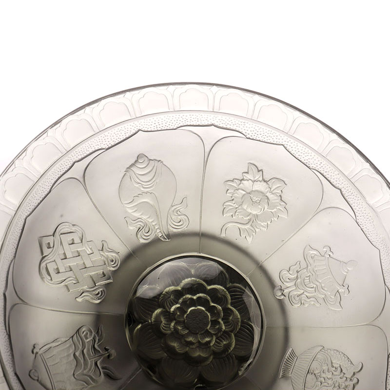 وعاء فاكهة زجاجي باللون الرمادي