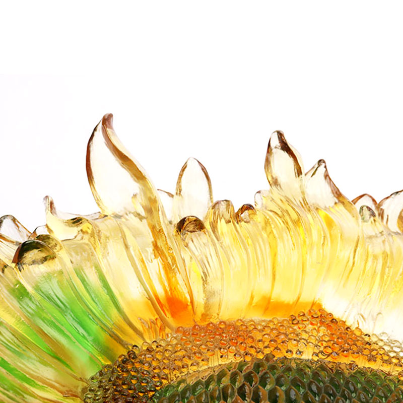 علبة فواكه زجاجية ملونة على شكل عباد الشمس