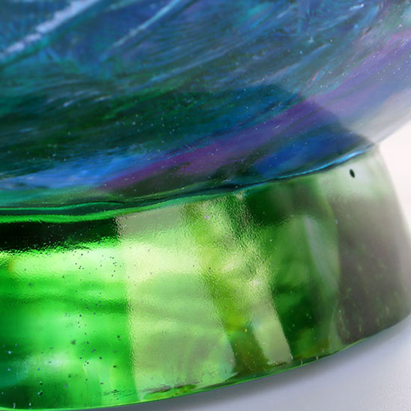 وعاء فاكهة زجاجي كريستالي مزين بطيور