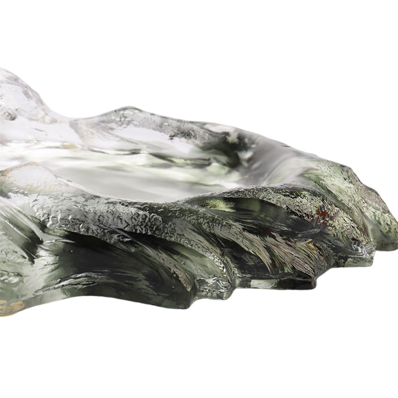 صينية فواكه بيضاوية من الزجاج المزخرف