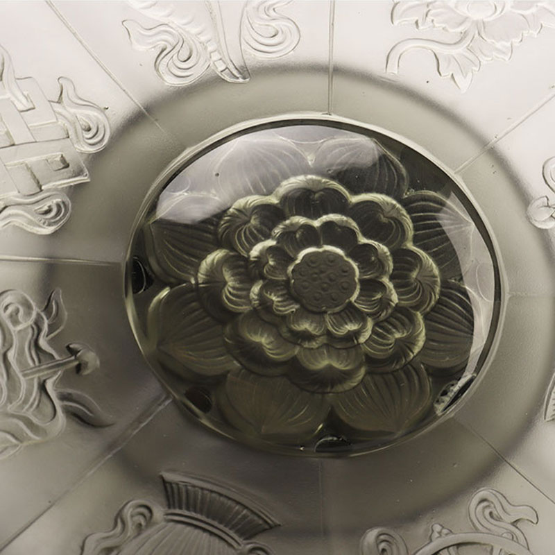 وعاء فاكهة زجاجي باللون الرمادي