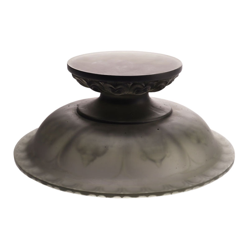 وعاء فاكهة زجاجي باللون الرمادي