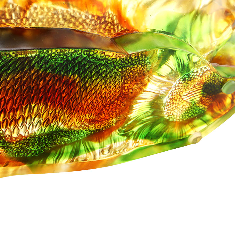 علبة فواكه زجاجية ملونة على شكل عباد الشمس