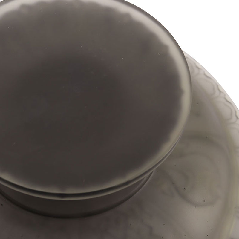 وعاء فاكهة زجاجي باللون الرمادي