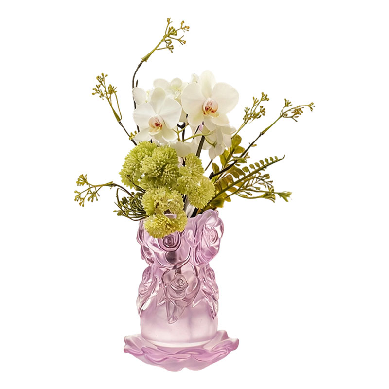 عملية صب الشمع المفقود زجاج ديكور المنزل مزهرية زجاج كريستال “مزهرية ورد”